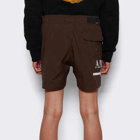 Amiri Brown Bar Logo Swimshorts