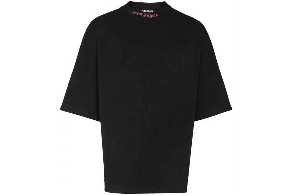 PALM ANGELS DOUBLE LOGO T-SHIRT BLACK / FUCHSIA