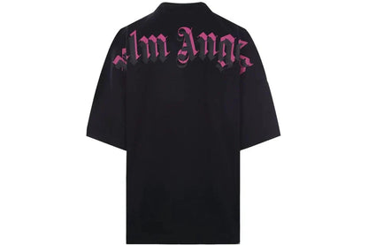 PALM ANGELS DOUBLE LOGO T-SHIRT BLACK / FUCHSIA