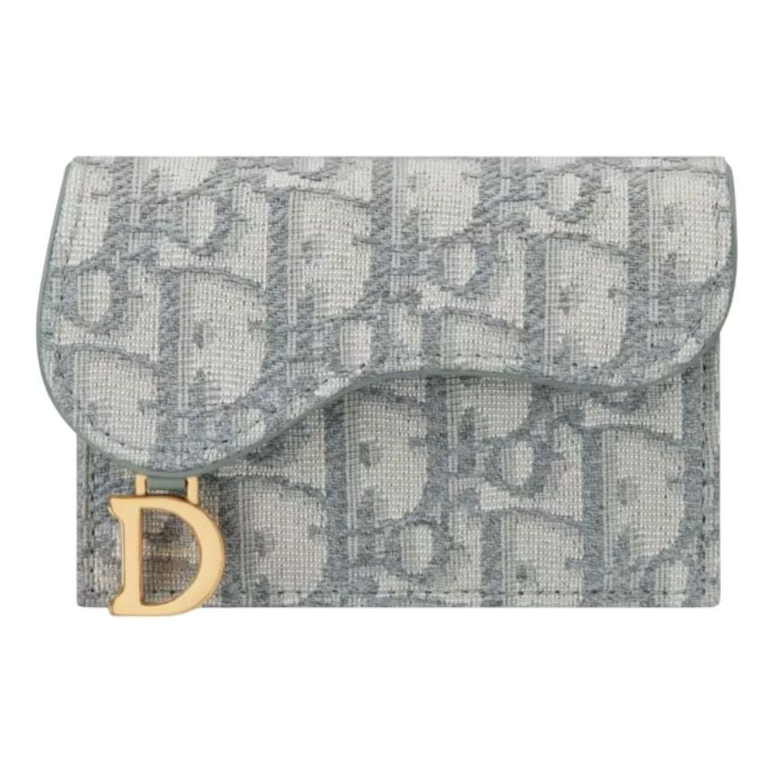 DIOR Saddle Flap Card Holder 'Grey Oblique Jacquard' S5611CTZQ-M932