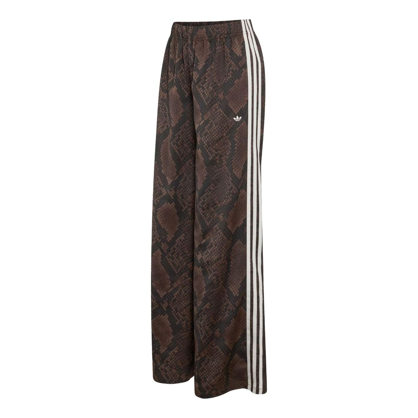 (WMNS) adidas Satin Snake Print Wide Leg Track Pant Asia Sizing 'Earth Strata Aurora Coffee' KX1887