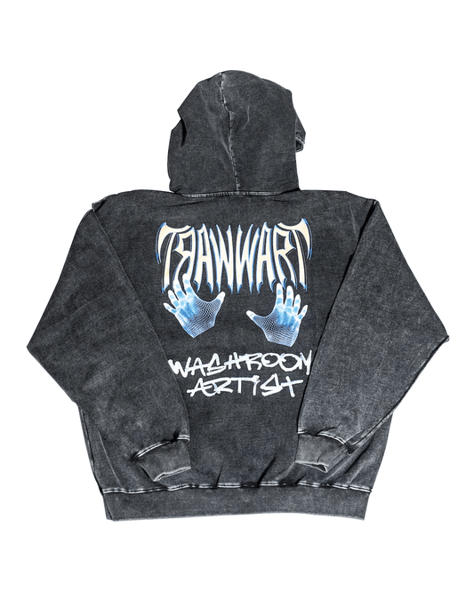 WASHROOMARTIST WRAT HOODIE WASHED BLACK