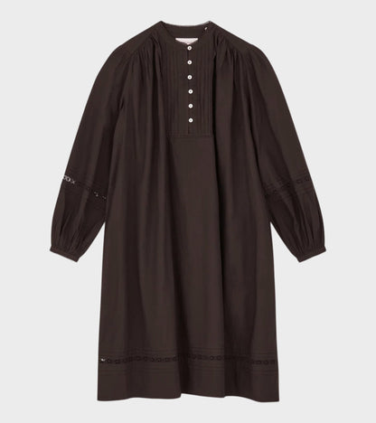 Leaf Shirtdress Dark Brown