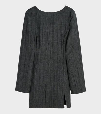 W Firm Dress Stone Grey Plisse Wool