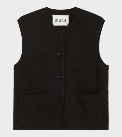 Elva Vest Dark Brown Melange