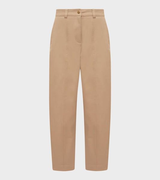 Straight Leg Cotton Trousers Beige