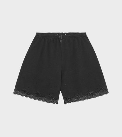 Lace Bermuda Sweat Shorts Black