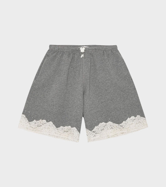 Lace Bermuda Sweat Shorts Dark Grey Melange