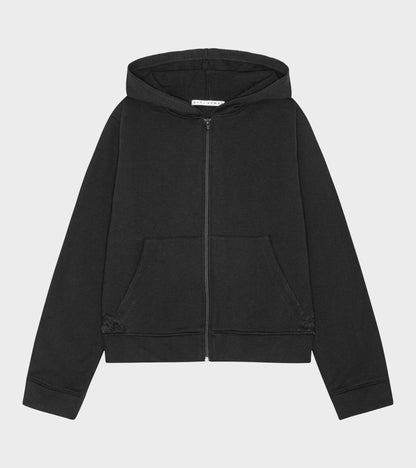 Lace Zip-up Hoodie Black