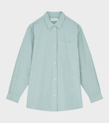 Edgar Shirt White/Aqua Stripe