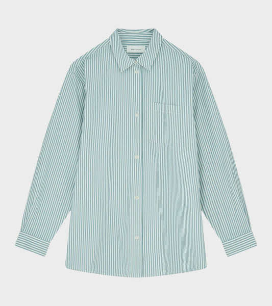 Edgar Shirt White/Aqua Stripe