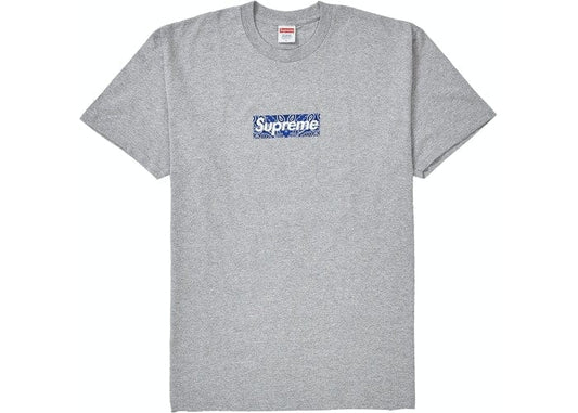 SUPREME BANDANA BOX LOGO TEE GREY