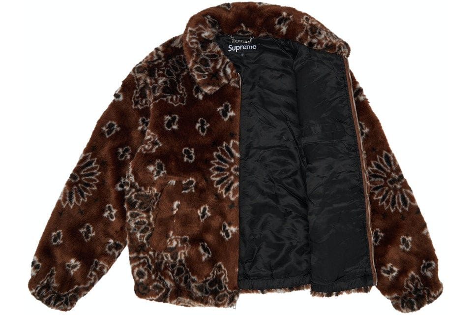 SUPREME BANDANA FAUX FUR BOMBER JACKET BROWN