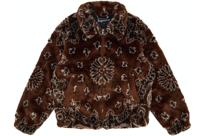 SUPREME BANDANA FAUX FUR BOMBER JACKET BROWN