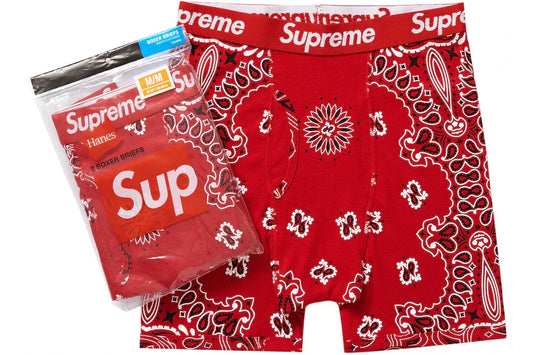 SUPREME HANES BANDANA BOXER BRIEF RED (2 PACK)