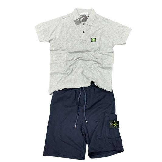 COMPLETO STONE ISLAND MAGLIA BIANCA + PANTALONE NERO