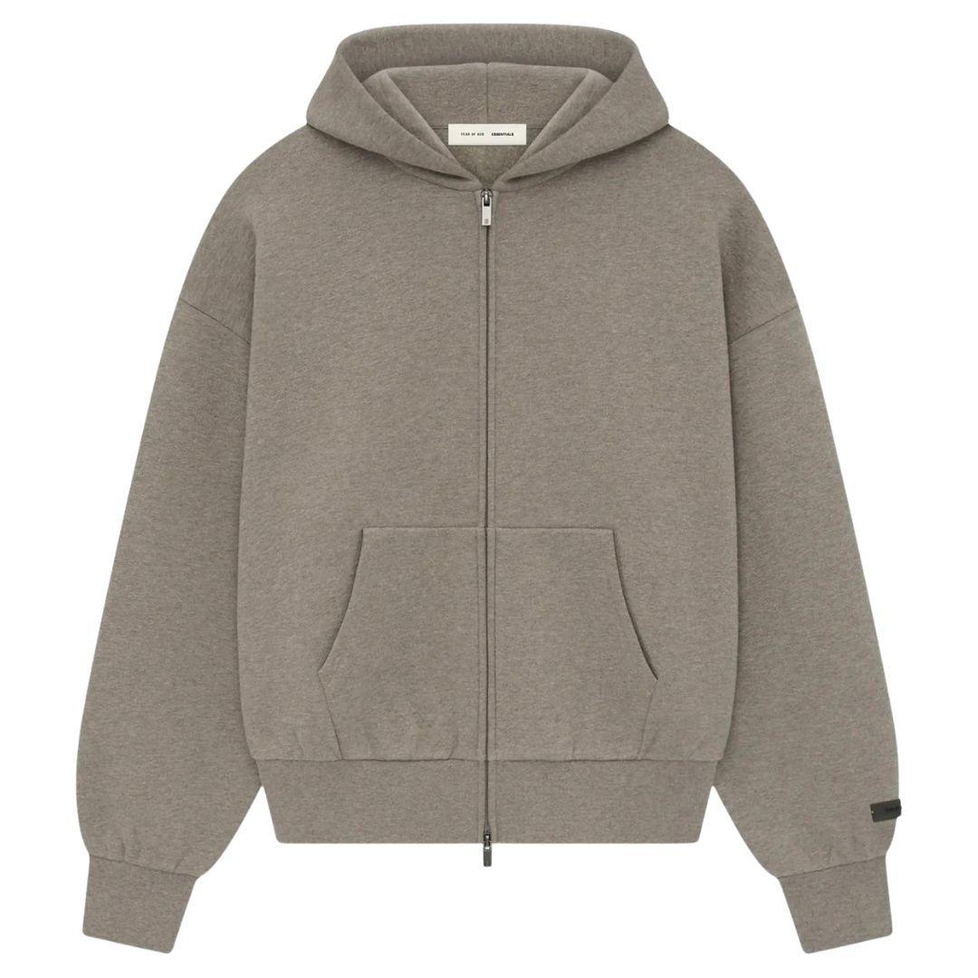 ESSENTIALS FOG CLASSIC FIT ZIP UP HOODIE HOMESTEAD HEATHER SS25