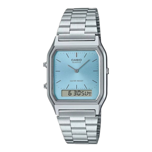 CASIO Vintage Waterproof Stainless Steel Strap 'Silver Blue' AQ-230A-2A1MQY