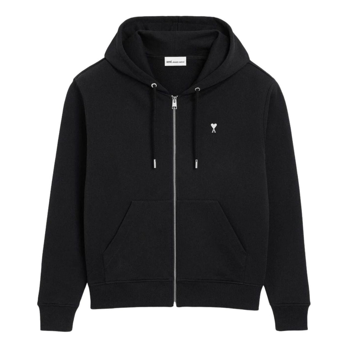 AMI Small Heart Logo Zip Up Hoodie 'Black' HSW765-730-045