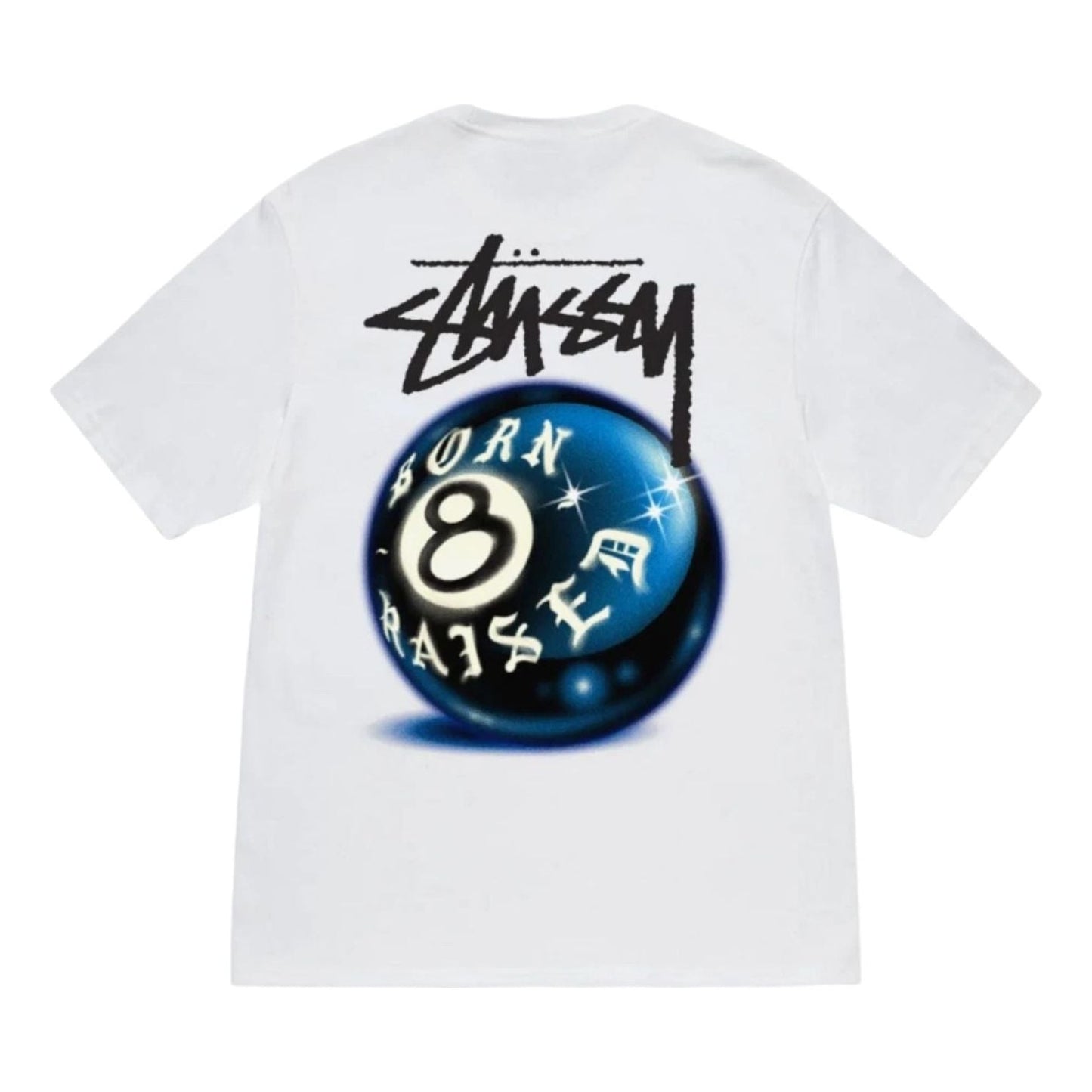 Stussy Born x Raised 8 Ball T-Shirt 'White' 3903852-WHIT