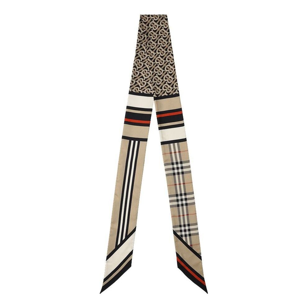 (WMNS) Burberry 25 Skinny Montage Silk Scarf 'Beige' 8037017