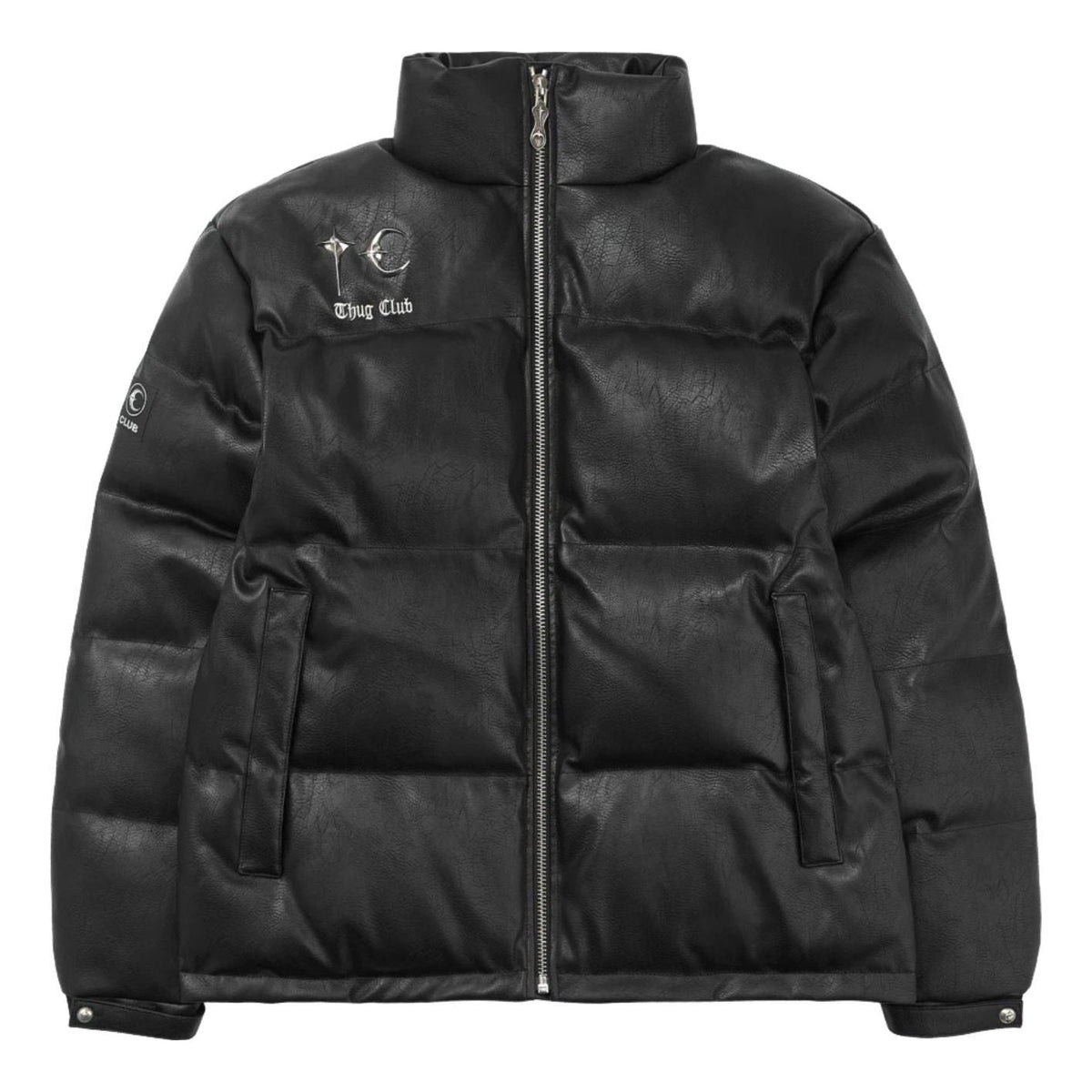 Thug Club Leather Puffer Jacket (Duck Down) 'Black' TC23PA0303