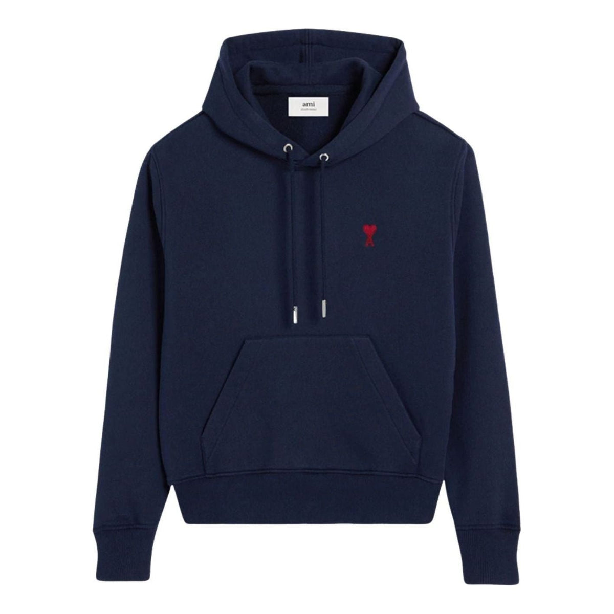 AMI Small Heart Logo Loop Bag Hoodie 'Night Blue' BFUSW235-730-430