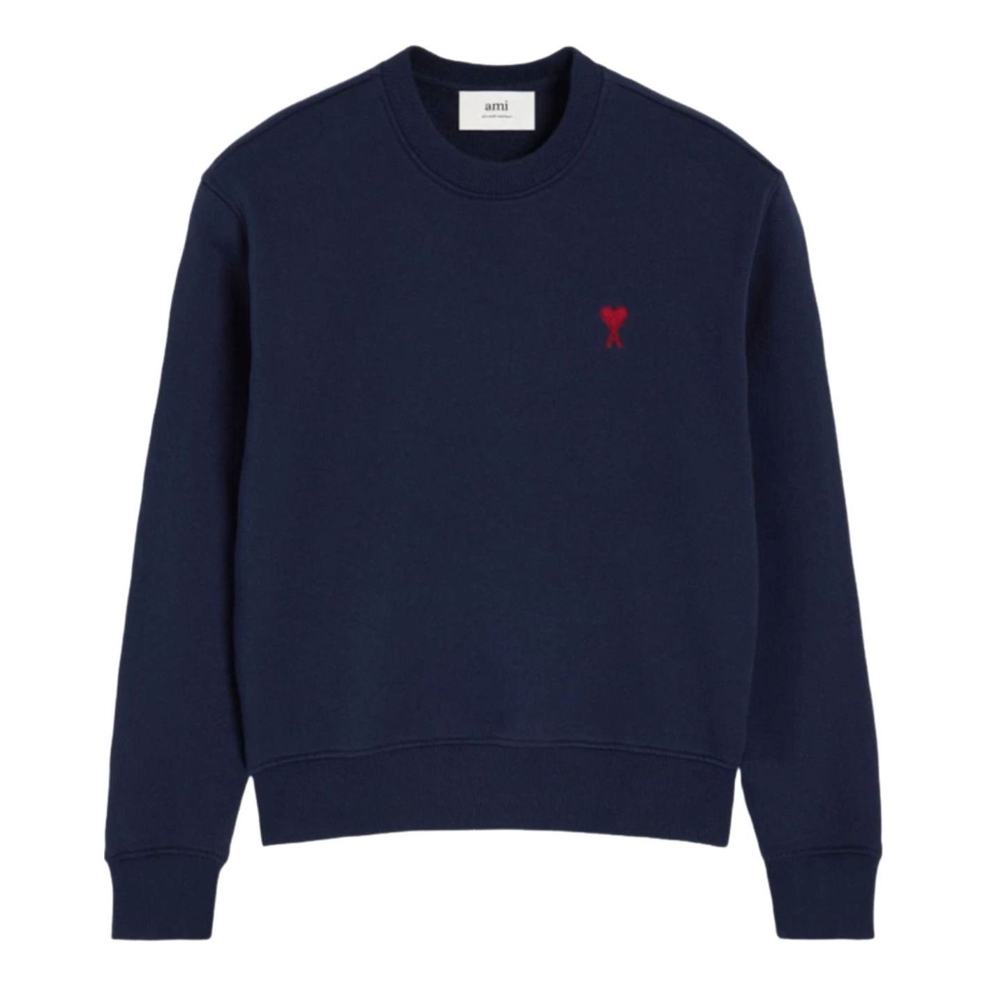 AMI Small Heart Logo Cotton Sweatshirt 'Navy' BFUSW035-730-430