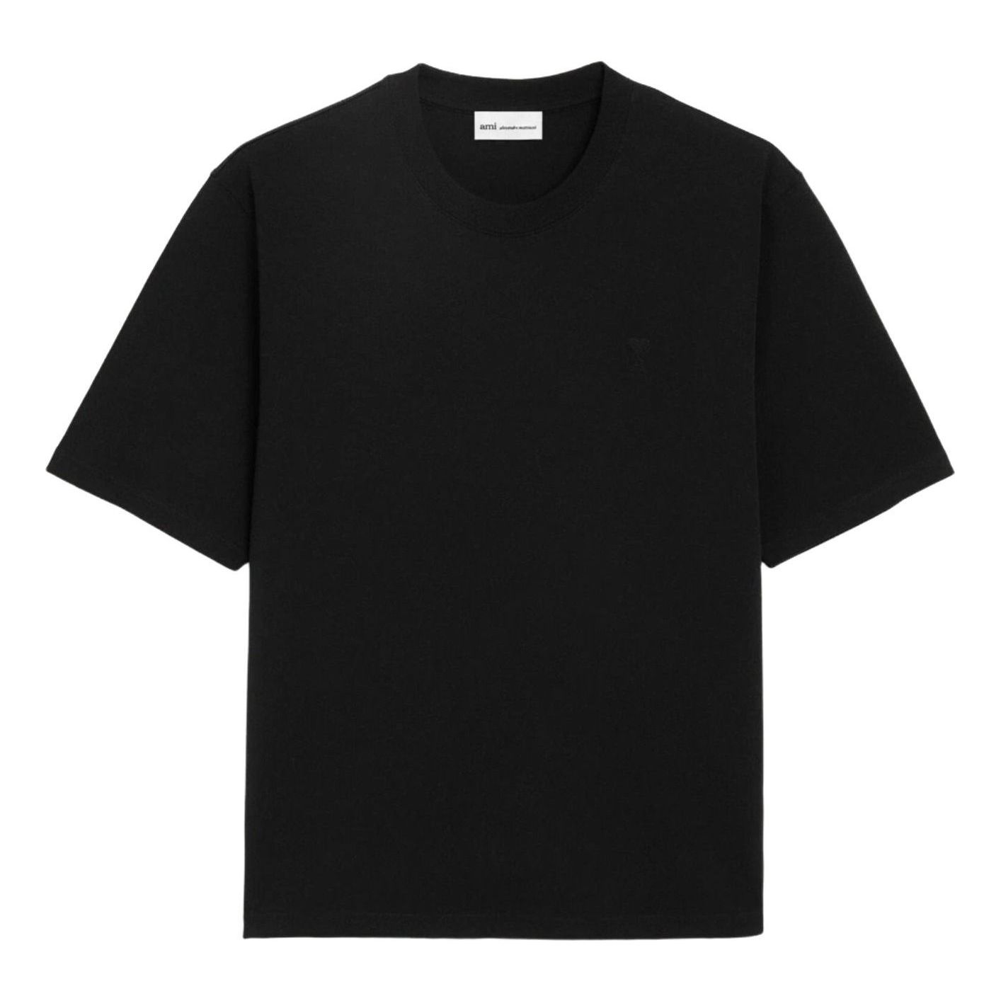 AMI Tone-on-Tone Heart Logo Embroidered T-Shirt 'Black' UTS341-726-001