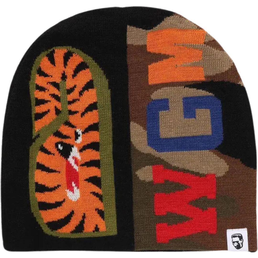 BAPE 1ST SHARK KNIT BEANIE OLIVE/BLACK