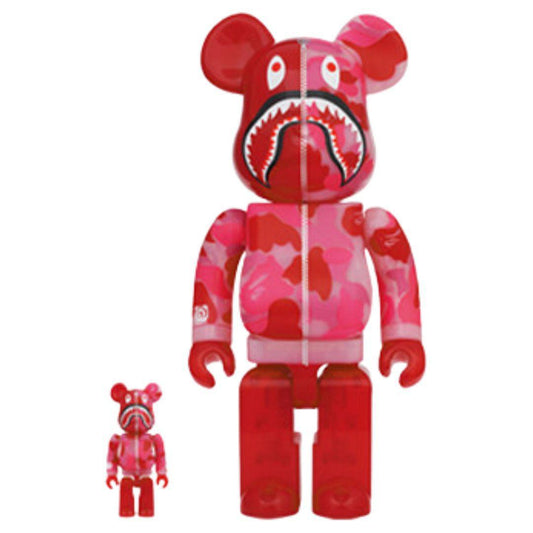 BEARBRICK X BAPE ABC CAMO SHARK 400% & 100% SET RED/PINK