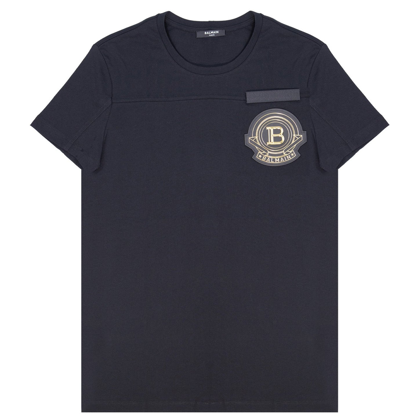 Balmain Black Applique Gold Logo T-Shirt