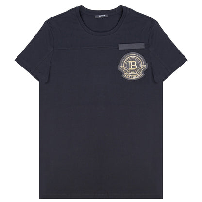 Balmain Black Applique Gold Logo T-Shirt