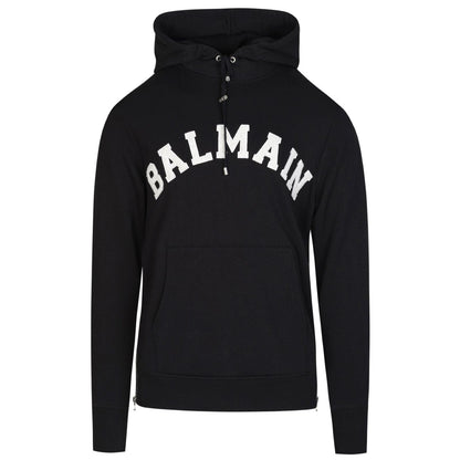Balmain Black College Logo Hoodie