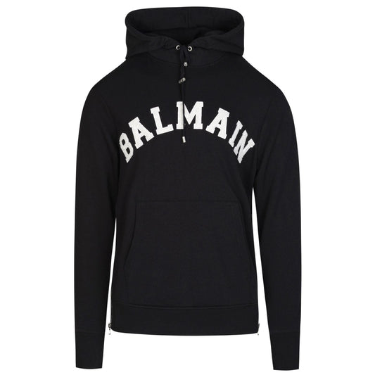Balmain Black College Logo Hoodie