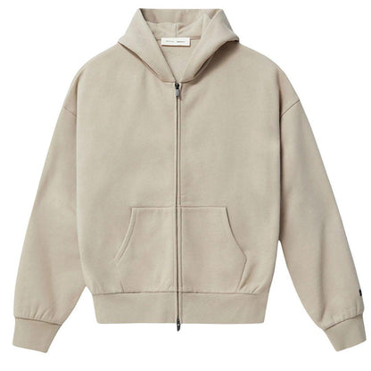 ESSENTIALS FOG CLASSIC FIT ZIP UP HOODIE TIMBER SS25