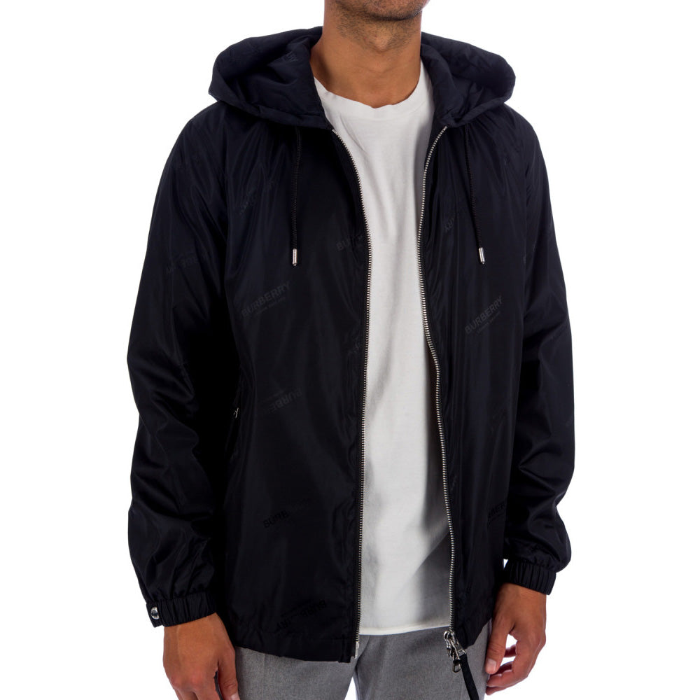 Burberry Black Stretton Logo Hooded Jacket