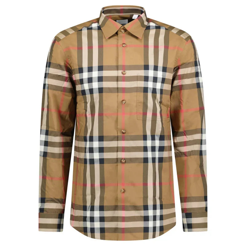 Burberry 'Claverdon' Check Shirt in Taupe Brown