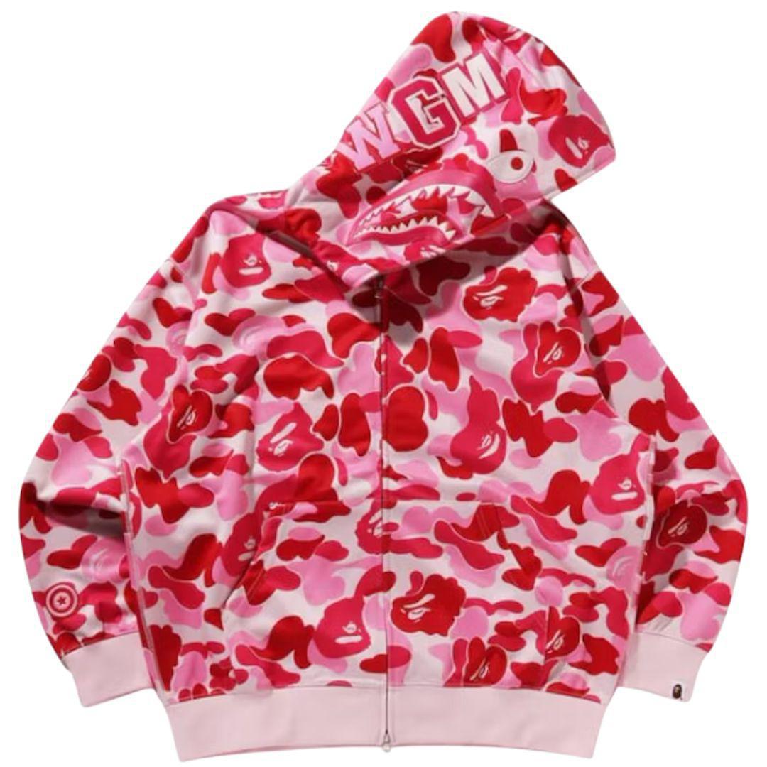 BAPE ABC CAMO SHARK FULL ZIP HOODIE PINK SS25