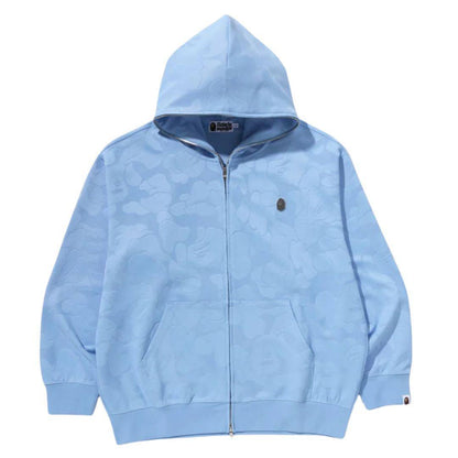 BAPE SOLID CAMO JACQUARD ONE POINT ZIP UP HOODIE BLUE