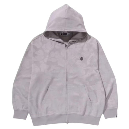 BAPE SOLID CAMO JACQUARD ONE POINT ZIP UP HOODIE GREY