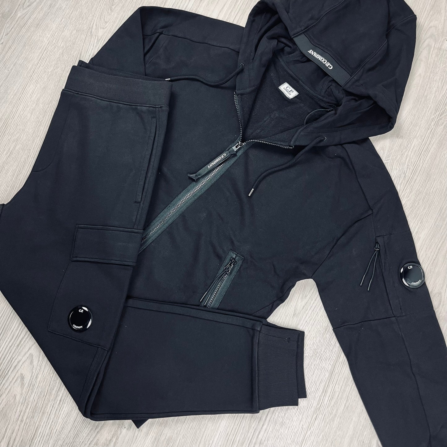 CP Company Raised Fleece Tracksuit - Black
