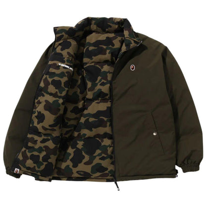 BAPE 1ST CAMO REVERSIBLE DOWN JACKET KHAKI GREEN