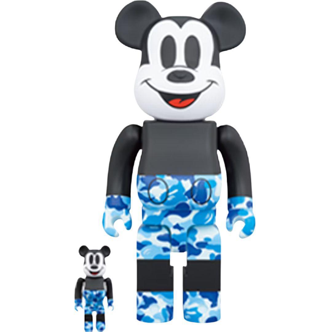 BEARBRICK X BAPE MICKEY MOUSE 400% & 100% SET BLACK/BLUE CAMO