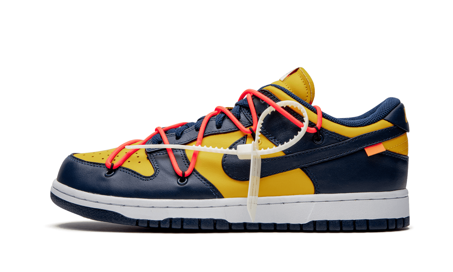 NIKE X OFF WHITE DUNK LOW UNIVERSITY GOLD / NAVY