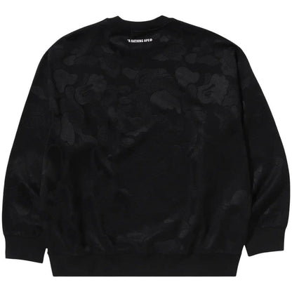 BAPE SOLID CAMO JACQUARD ONE POINT CREWNECK BLACK