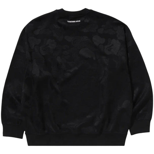 BAPE SOLID CAMO JACQUARD ONE POINT CREWNECK BLACK