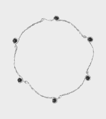 Petite Lago Onxy Necklace Silver