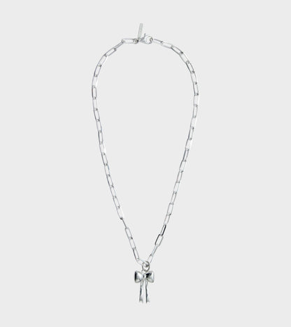 Bow Necklace Silver