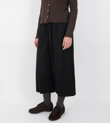 Wide Cropped Wool Pants Black